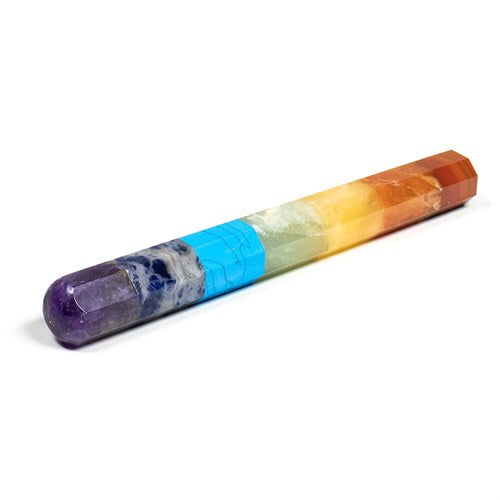 7 Chakra(Karnelian,Red Jasper,Peach Aventurine,Green Aventurine,Turquoise,Sodalite and Amethyst. )ραβδί για μασάζ.Διαστάσεις: 14 εκ.Βάρος 85γ. - mykarma.gr