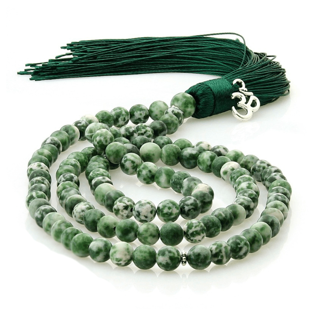 Mala με Πράσινο Ίασπι-Green Jasper - 108 χάντρες από 0,6 cm - mykarma.gr