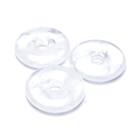 Μενταγιόν Donut - Λευκός Χαλαζίας (Rock Crystal).Διαστάσεις: 4 εκ (Η συσκευασία περιέχει 1 τεμάχιο) - mykarma.gr
