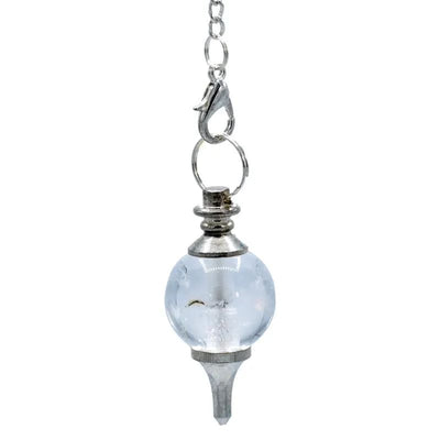 Εκκρεμές (Pendulum) Rock Crystal-Λευκός Χαλαζίας- σφαιρικό σχήμα - σε μέταλλο.Βάρος: 12 g.Διαστάσεις: 3,5 × 1,7 εκ - mykarma.gr