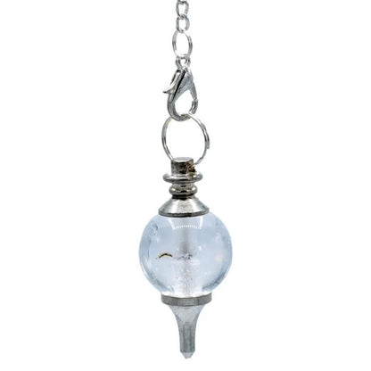 Εκκρεμές (Pendulum) Rock Crystal-Λευκός Χαλαζίας- σφαιρικό σχήμα - σε μέταλλο.Βάρος: 12 g.Διαστάσεις: 3,5 × 1,7 εκ - mykarma.gr