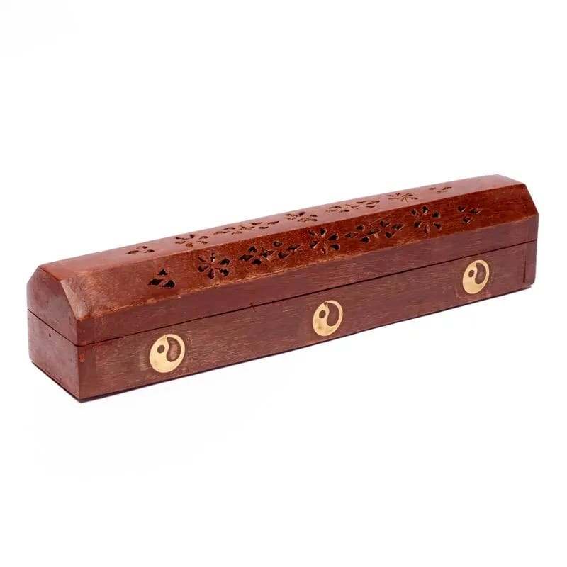 Καυστήρας για Στικ & Κώνους(joss stick)κουτί αποθήκευσης-Yin Yang. Μέγεθος 30cm Υλικό:Ξύλο. - mykarma.gr