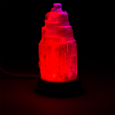 Λάμπα απο Σεληνίτη (Selenite)-λευκή ακατέργαστη επιφάνεια - USB LED φωτίζει σε διάφορα μεταβαλλόμενα χρώματα. Διαστάσεις: 10 εκ.Βάρος:300 γρ - mykarma.gr