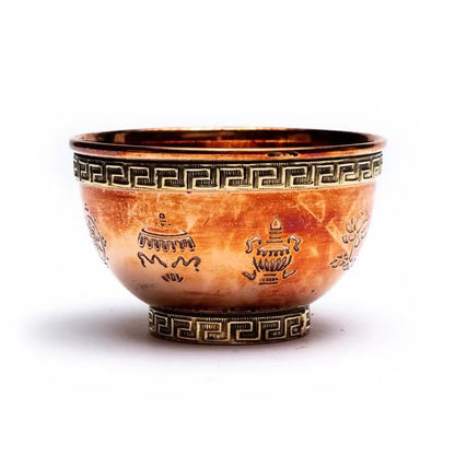 Χάλκινο Κύπελλο Προσφοράς (Offering Bowl) με οκτώ τυχερά σύμβολα. Μέγεθος 7,5 x 4.5 εκ. - mykarma.gr