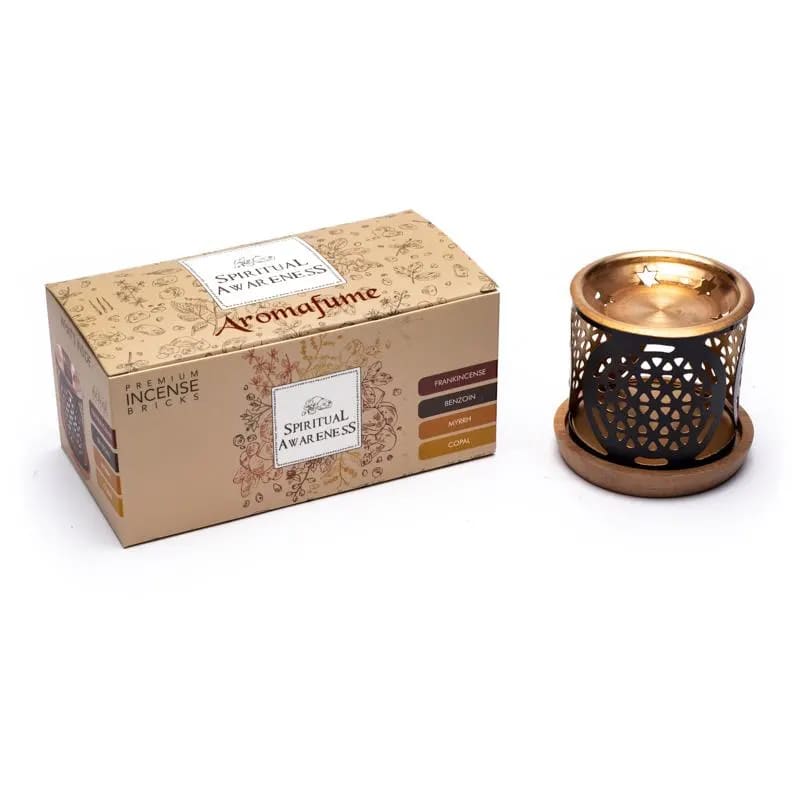 Σετ Aromafume Πνευματική Επίγνωση (Spiritual Awareness):Καυστήρας Flower of Life + 4 x 3 τούβλα/θυμιάματα - mykarma.gr