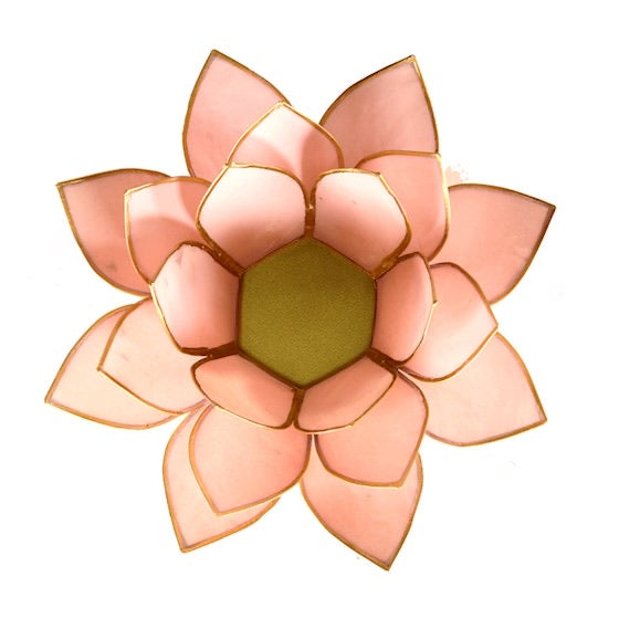 Lotus ατμοσφαιρικό φως Capiz: παστέλ ροζ - με χρυσή επένδυση 13,5 εκ. - mykarma.gr