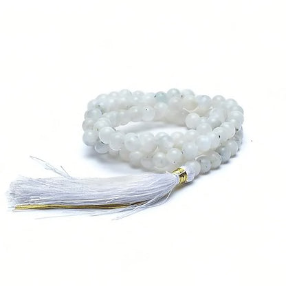 Mala Moonstone-Λευκή Φεγγαρόπετρα - ποιότητα ΑΑ - 108 χάντρες 0,5 cm + τσάντα - mykarma.gr