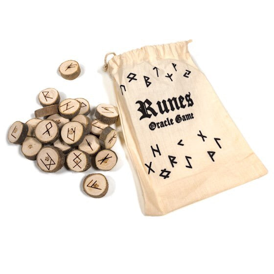 Runes Oracle Game-Σετ από 25 ξύλινα Ρουνάκια για Μαντεία σε σακούλα από βαμβάκι-δεν περιέχει επεξηγηματικό φυλλάδιο. - mykarma.gr