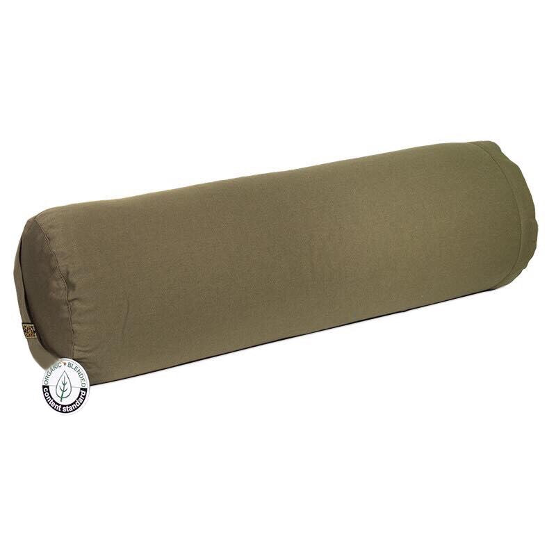 Μαξιλάρι Bolster - στρογγυλό - olivegreen - Bio Οργανικό βαμβάκι- με φαγόπυρο. Διαστάσεις: 60 × 16 εκ. - mykarma.gr