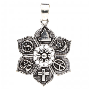 Μενταγιόν-Κρεμαστό λωτό με θρησκευτικά σύμβολα.Διαστάσεις: 2,8 cm - mykarma.gr