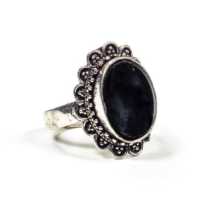 Δαχτυλίδι με Μαύρη Τουρμαλίνη (Black Tourmaline) & Ορειχαλκο (χωρίς νικέλιο). Μέγεθος ρυθμιζόμενο. - mykarma.gr