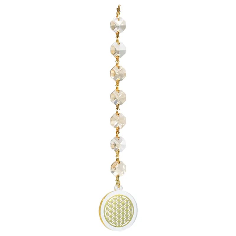 Κρύσταλλοι feng shui "Flower of Life" κρυστάλλινη διακόσμηση-champagne -20cm. - mykarma.gr