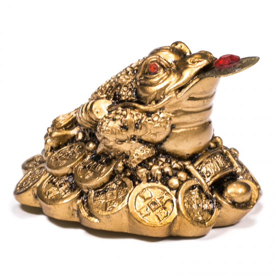 Μίνι αγαλματάκι Feng Shui βάτραχος της Τύχης & Αφθονίας - χρυσό χρώμα. Διαστάσεις: 5 x 3 εκ - mykarma.gr