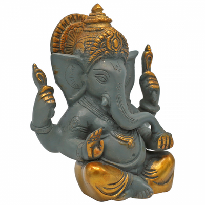 Ganesha - γκρι με χρυσαφί τελειώματα - Ορειχαλκος. Διαστάσεις 14 εκ Βάρος 1380 g - mykarma.gr