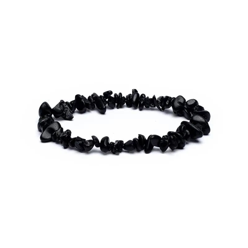 Βραχιόλι από Μαύρη Τουρμαλίνη(Black Tourmaline) - ελαστικό. Χάντρες ± 5 mm. - mykarma.gr