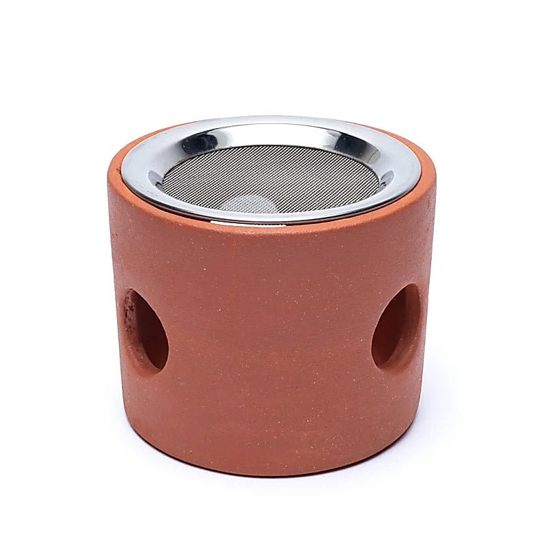 Σετ Καυστήρας από Terracotta για θυμίαμα με κόσκινο από ανοξείδωτο χάλυβα - καύση με ρεσώ χωρίς κάρβουνο Διαστάσεις: 9 × 7 εκ. - mykarma.gr