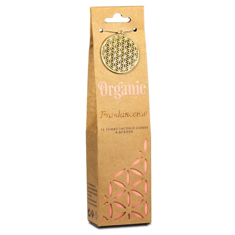 Organic Goodness Frankincense Cones -Χειροποίητοι 100% οικολογικοί κώνοι & βάση - με Αιθέριο Έλαιο Λιβάνι - 72 g  12 κώνοι - mykarma.gr