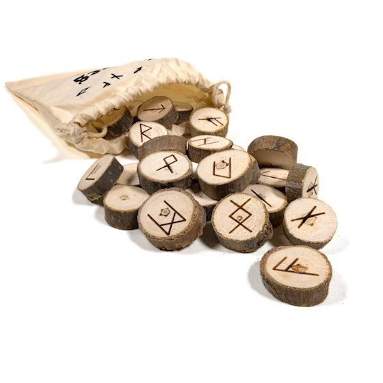 Runes Oracle Game-Σετ από 25 ξύλινα Ρουνάκια για Μαντεία σε σακούλα από βαμβάκι-δεν περιέχει επεξηγηματικό φυλλάδιο. - mykarma.gr