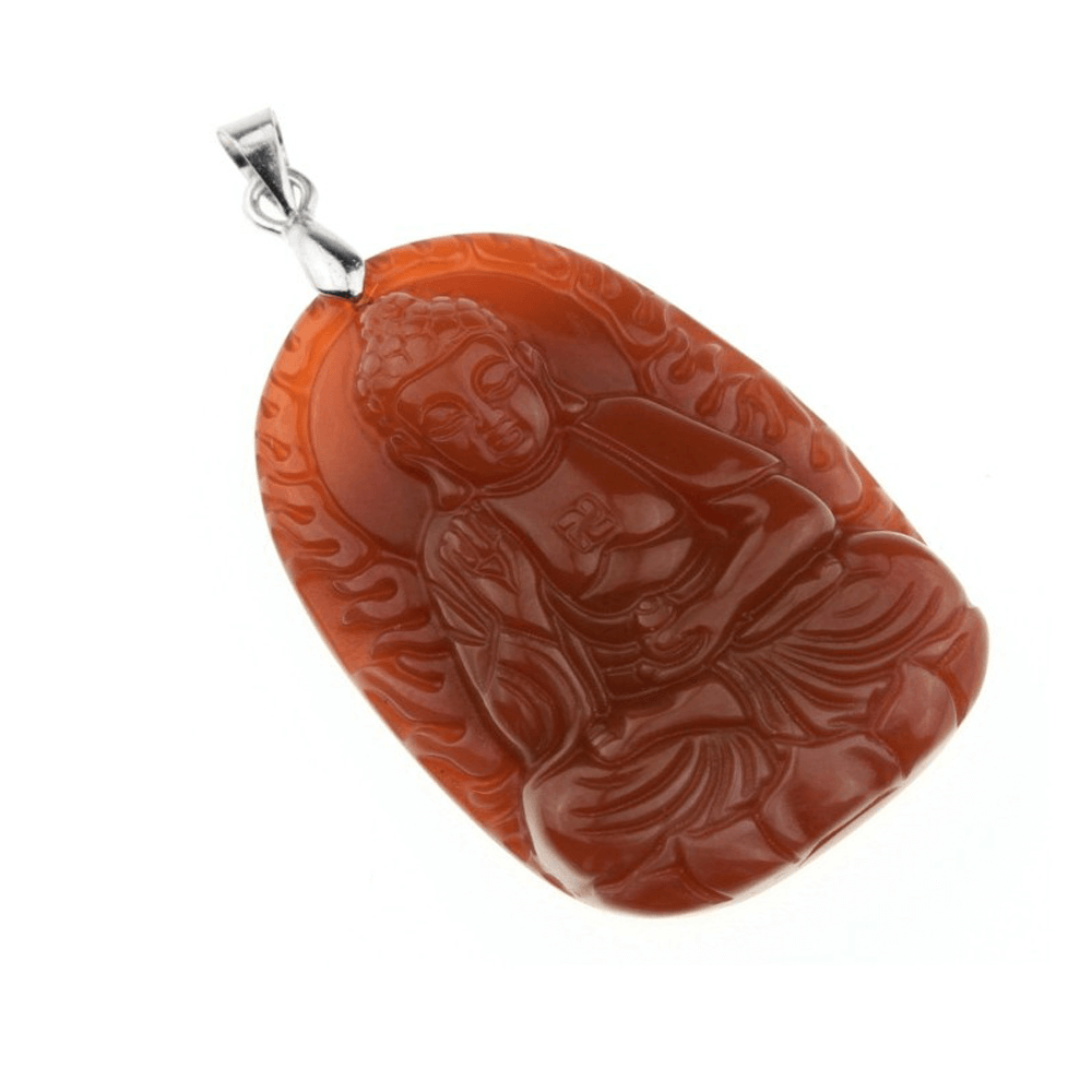 Κρεμαστό Μενταγιόν Tibetan Βούδας από Καρνεόλη (Carnelian).Διαστάσεις: 5 εκ - mykarma.gr