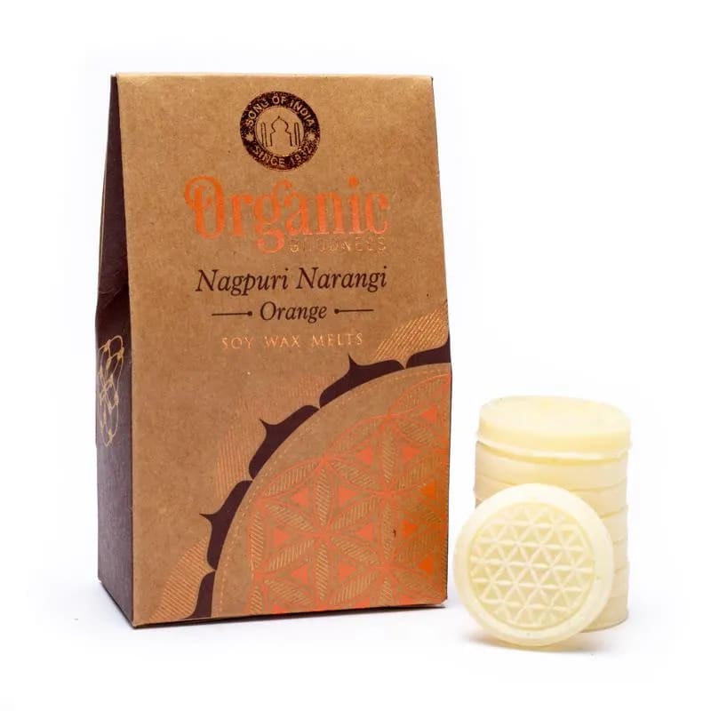 Organic Nagpuri Narangi Orange Wax Melts-Χειροποίητο 100% οικολογικό αρωματικό κερί με Αιθέριο Έλαιο Πορτοκάλι-για καύση στον καυστήρα η Diffuser- 40 g - mykarma.gr