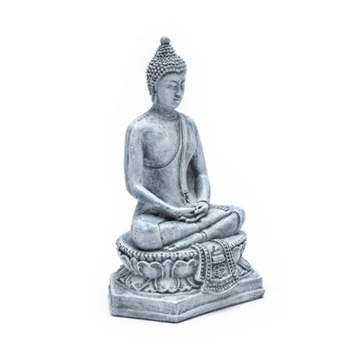 Meditation Thai Βούδας- γκρι χρώμα -πολυρεσίνη.Διαστάσεις:13 x 8 x 18 cm Βάρος: 400 g - mykarma.gr