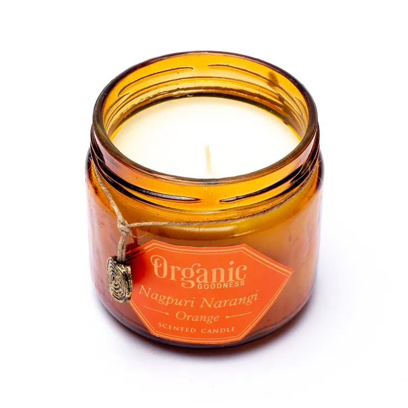 Κερί Σόγιας Organic Goodness με αιθέριο έλαιο Πορτοκάλι (Orange)  200 g.Χρόνος καύσης 55 ώρες - mykarma.gr