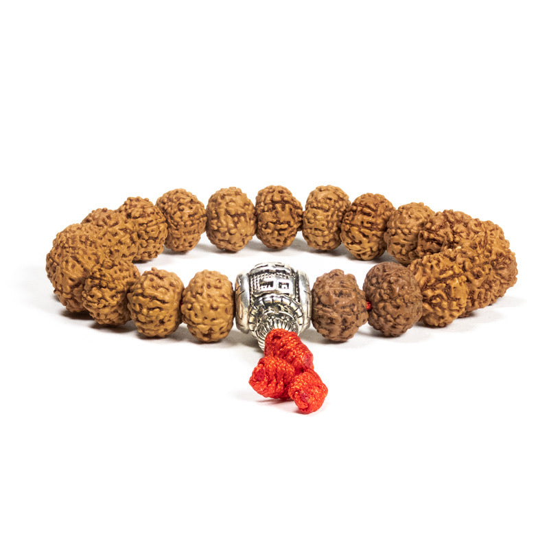 Mala / Βραχιόλι με 21 μεγάλους σπόρους Rudraksha με guru bead OMPMH-ελαστικό .Διαστάσεις κάθε σπόρου: 1,2 cm. Μέγεθος ρυθμιζόμενο. - mykarma.gr