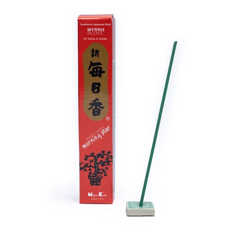 Ιαπωνικό Στικ  - Morning Star  - Myrrh - Μύρο - 50 Στικ + Βάση.Βάρος: 20 g. Χρόνος καύσης για κάθε Στικ 25 λεπτά. - mykarma.gr