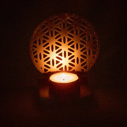 Fair Trade Φωτιστικό για ρεσώ «Flower of Life»  Διαστάσεις: 11 x 10 × 6,5 cm - mykarma.gr