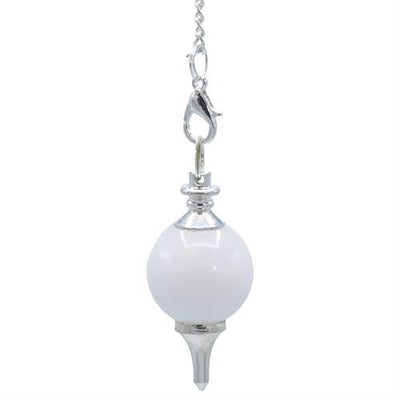 Εκκρεμές (Pendulum) - Λευκός Αχάτης(White Agate) & μέταλλο.Μέγεθος 3,5x1,7 cm Βάρος 12 g - mykarma.gr