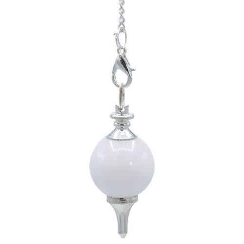 Εκκρεμές (Pendulum) - Λευκός Αχάτης(White Agate) & μέταλλο.Μέγεθος 3,5x1,7 cm Βάρος 12 g - mykarma.gr