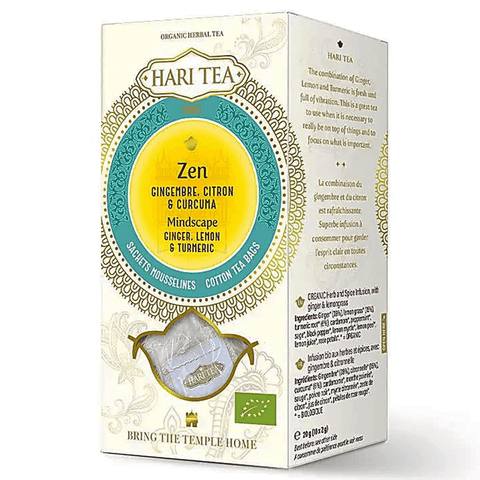 Organic Hari Tea Ginger Lemon & Turmeric - 10 x 2 g  ΣΑΚΟΥΛΑΚΙΑ Τσάι Πράσινο Τσάι με Tζίντζερ, Λεμόνι & Κουρκουμάς - χωρίς καφεΐνη - mykarma.gr