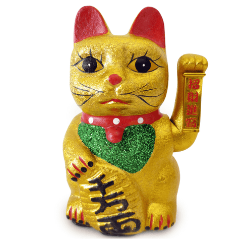 Μεσαία Maneki Neko Money Cat - Σύμβολο καλής Τύχης & Πλούτου.Διαστάσεις: 20 x 13 cm- Κουνάει το χέρι με μάτια ανοικτά. - mykarma.gr