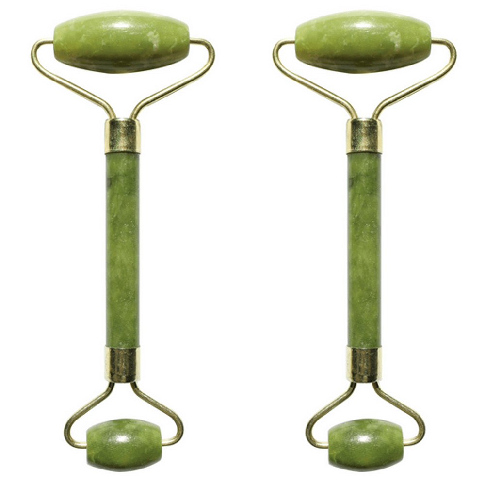Σετ από 2 Massage Roller από Πράσινο Νεφρίτη (Jade Stone) - κύλινδροι για μασάζ προσώπου. Διαστάσεις: 14 εκ - mykarma.gr