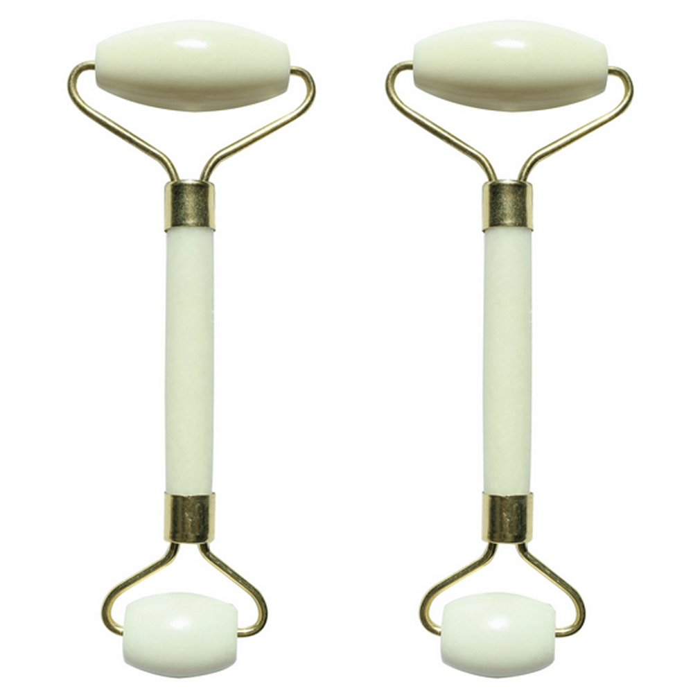 Σετ από 2 Massage Roller από Λευκό Νεφρίτη (Jade Stone) - κύλινδροι για μασάζ προσώπου. Διαστάσεις: 14 εκ - mykarma.gr