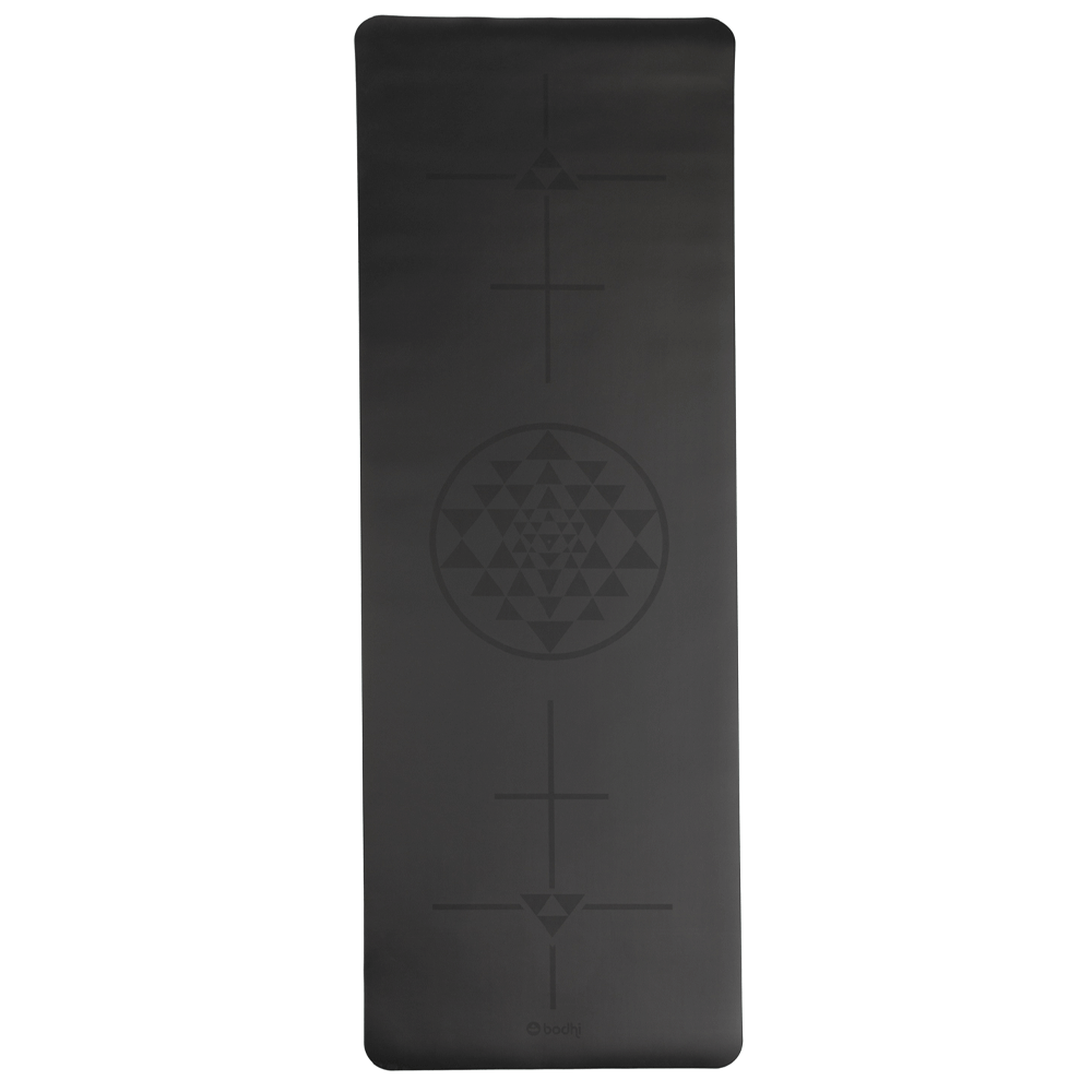Bodhi - Στρώμα Yoga από φυσικό καουτσούκ & PU  με Alignment Yantra - black  185 x 66 cm, 4 mm 2,5 kg - mykarma.gr