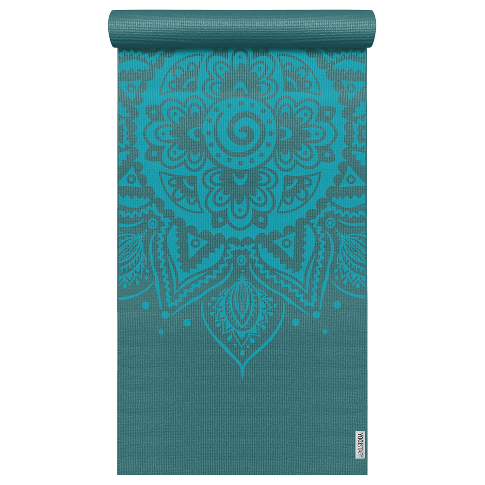 Yogistar - Στρώμα γιόγκα Basic Art Collection 'Spiral Mandala' (Petrol). Διαστάσεις: 183 εκ x 61 εκ x 4 mm Βάρος 1,25 kg - mykarma.gr