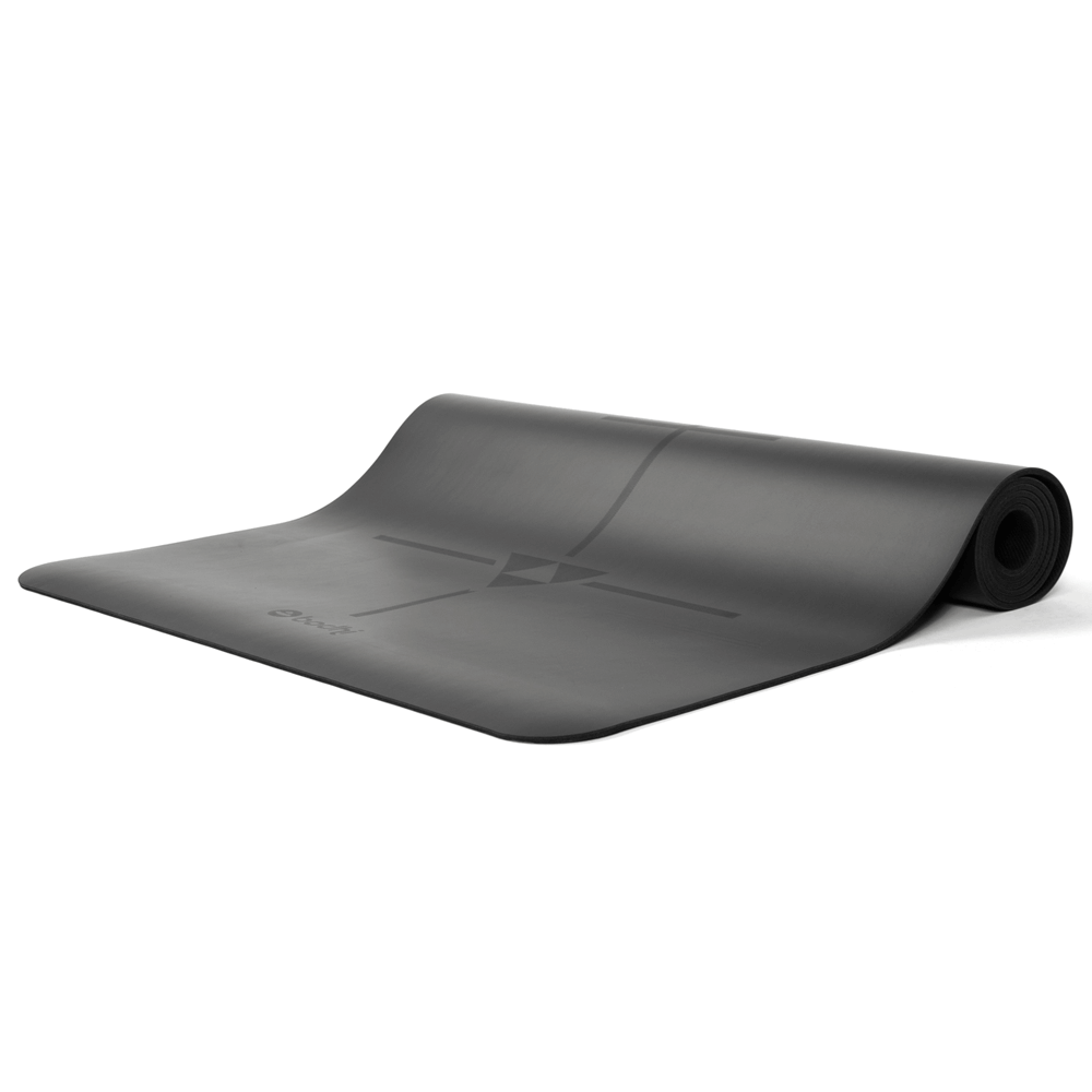 Bodhi - Στρώμα Yoga από φυσικό καουτσούκ & PU  με Alignment Yantra - black  185 x 66 cm, 4 mm 2,5 kg - mykarma.gr
