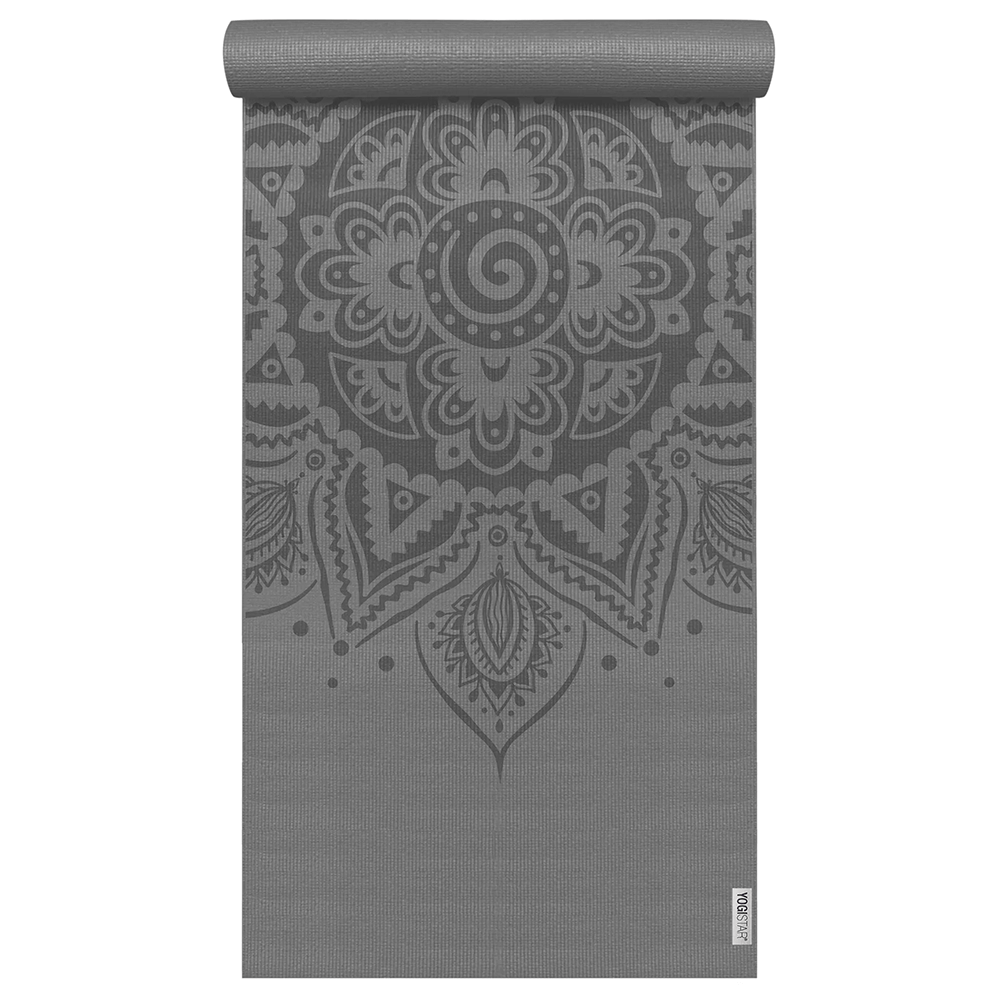 Yogistar - Στρώμα γιόγκα Basic Art Collection 'Spiral Mandala' (Graphit). Διαστάσεις: 183 εκ x 61 εκ x 4 mm Βάρος 1,25 kg - mykarma.gr