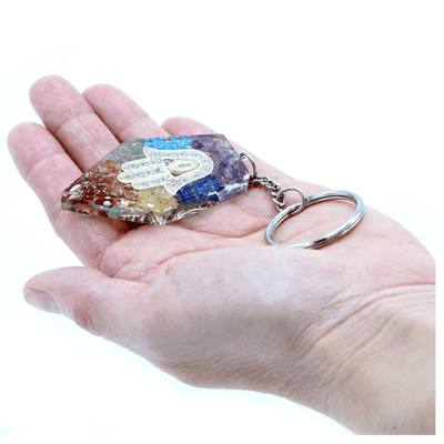 Οργονίτες - Μπρελόκ Orgonite Power 7 Chakra Hamsa με ημιπολύτιμους λίθους - mykarma.gr