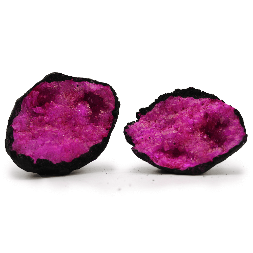 Φυσικό ορυκτό πέτρωμα - Calcite Geodes - Έγχρωμοι Γεώδες από Ασβεστίτη - Μαύρος Βράχος - Σκούρο Κόκκινο Διαστάσεις: 8.5 x 6 cm - mykarma.gr
