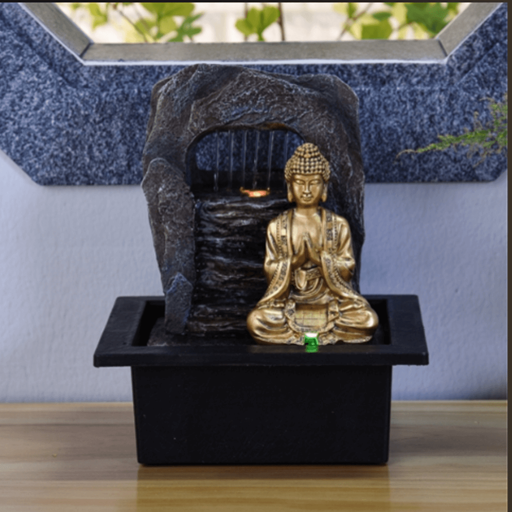 Συντριβάνι Βούδας - Zen DAO με βροχή και φωτάκι LED Διαστάσεις: 17 Χ 21 Χ 25 cm - mykarma.gr
