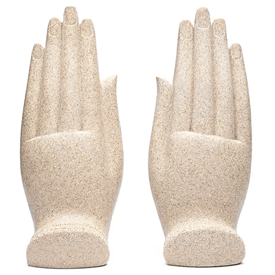 Σετ από 2 Αγάλματα: Bhumisparsha Mudra & Namaste Mudra - ανάγλυφοι σε Hands - χρώμα άμμου Διαστάσεις: 11 x 21 cm - mykarma.gr