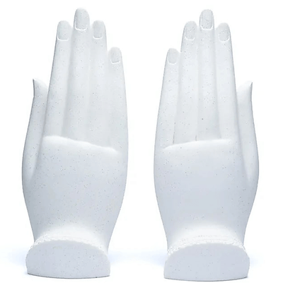 Σετ από 2 Αγάλματα: Bhumisparsha Mudra & Namaste Mudra - ανάγλυφοι σε Hands - λευκό χρώμα Διαστάσεις: 11 x 21 cm - mykarma.gr