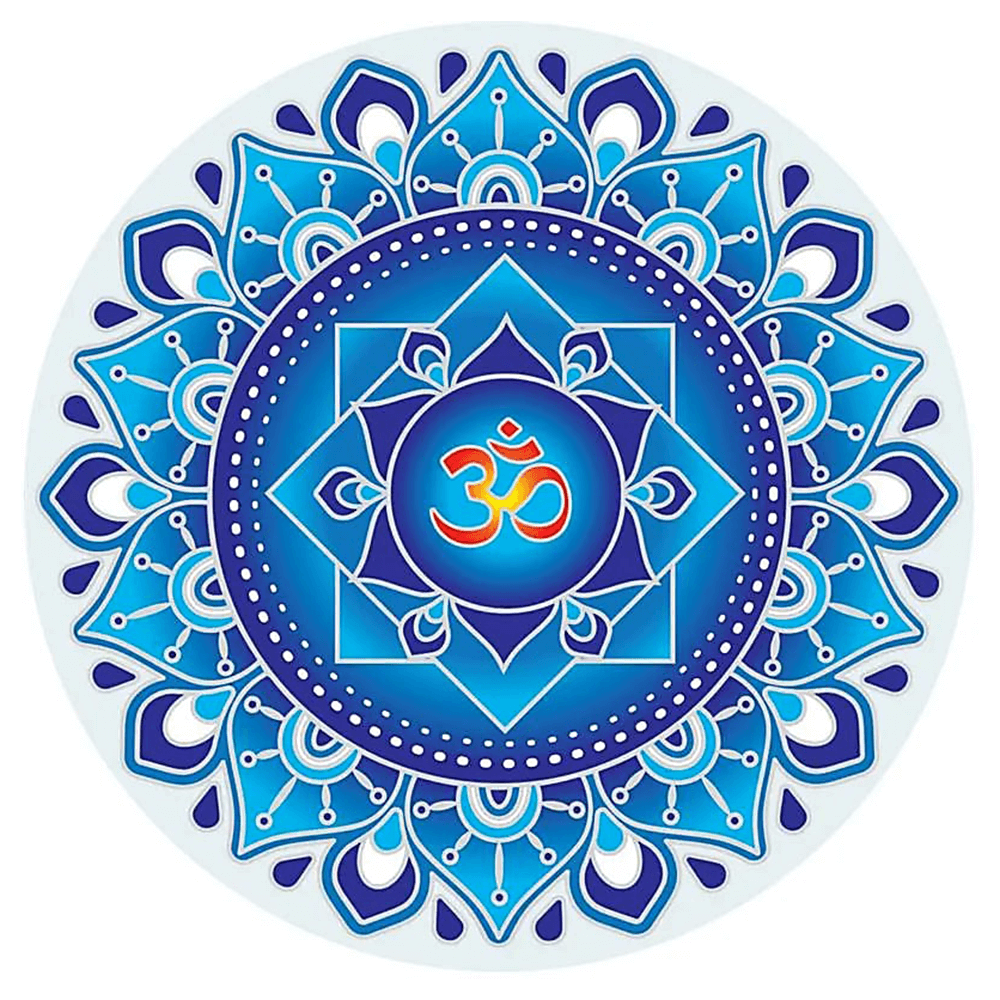 Κρεμαστά τοίχου - Αυτοκόλλητο Blue Om Mandala.Διαστάσεις: 14εκ - mykarma.gr