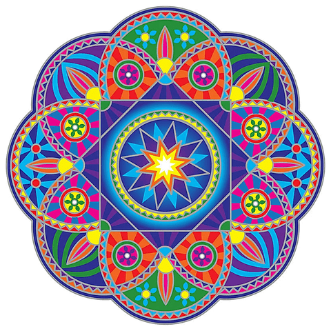 Κρεμαστά τοίχου - Αυτοκόλλητο Sunburst Mandala.Διαστάσεις: 13,5εκ - mykarma.gr