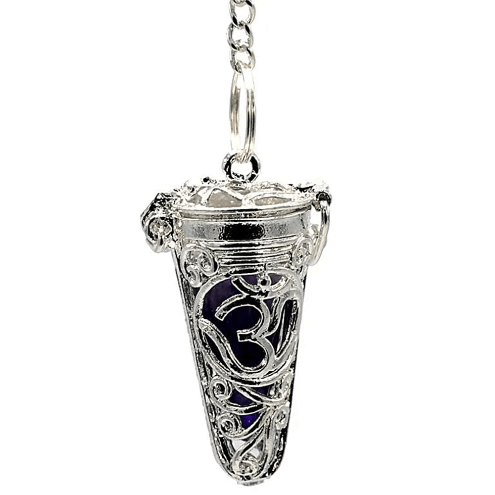 Εκκρεμές (Pendulum) Ohm με 7 ημιπολύτιμες πέτρες Τσάκρας.Διαστάσεις: 3,5 × 1,7 cm. - mykarma.gr