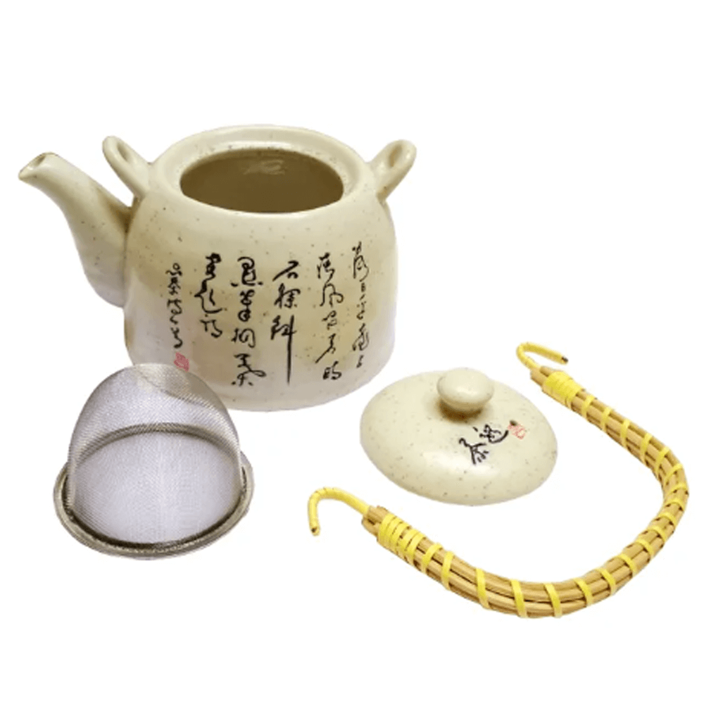 Κεραμικός βραστήρας με σκαλιστά στο χέρι σύμβολα: Καφετιέρα 850 ml, Περιλαμβάνεται ατσάλινο σουρωτήρι - mykarma.gr